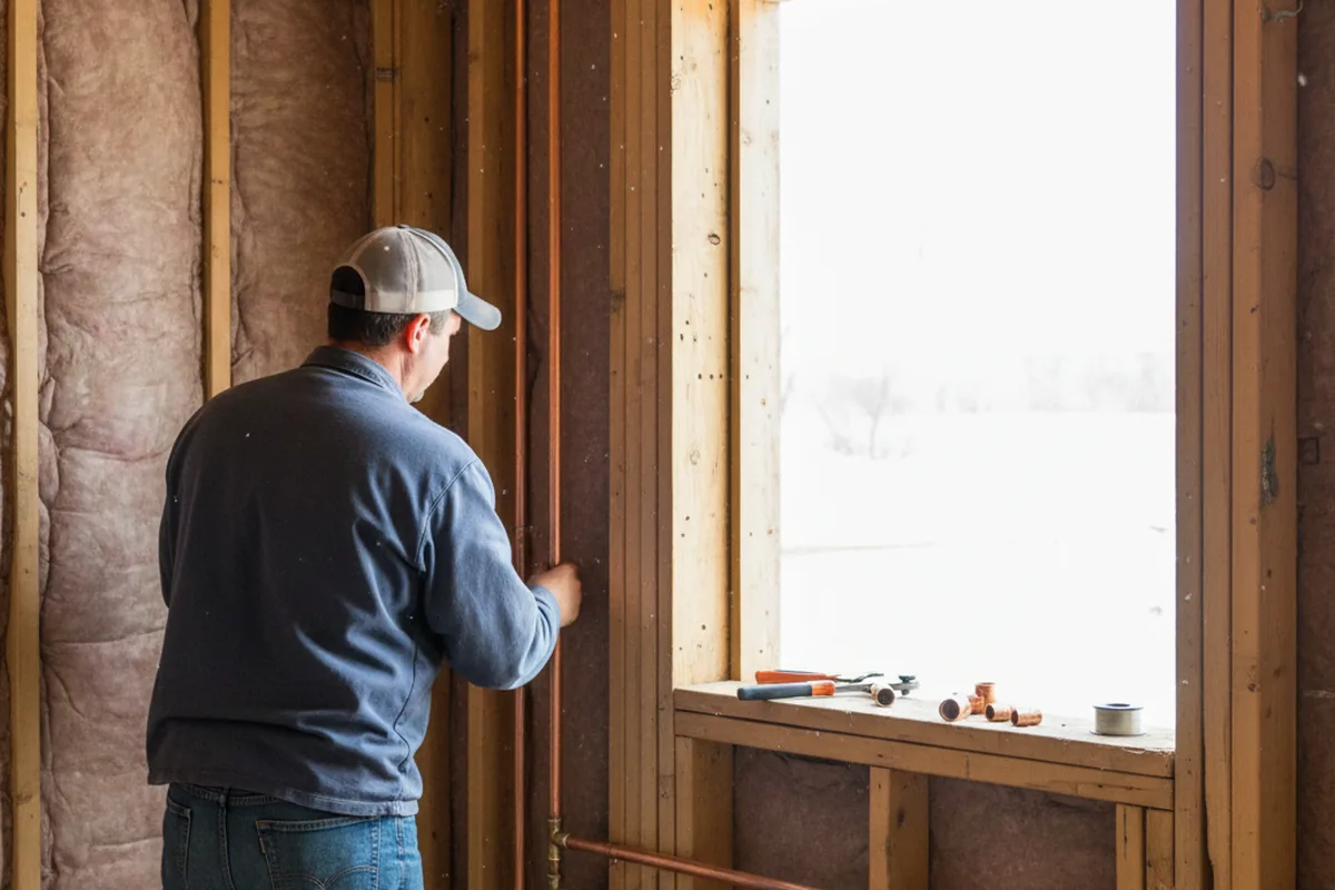 Licensed plumber running new copper supply lines in a Burkettsville home