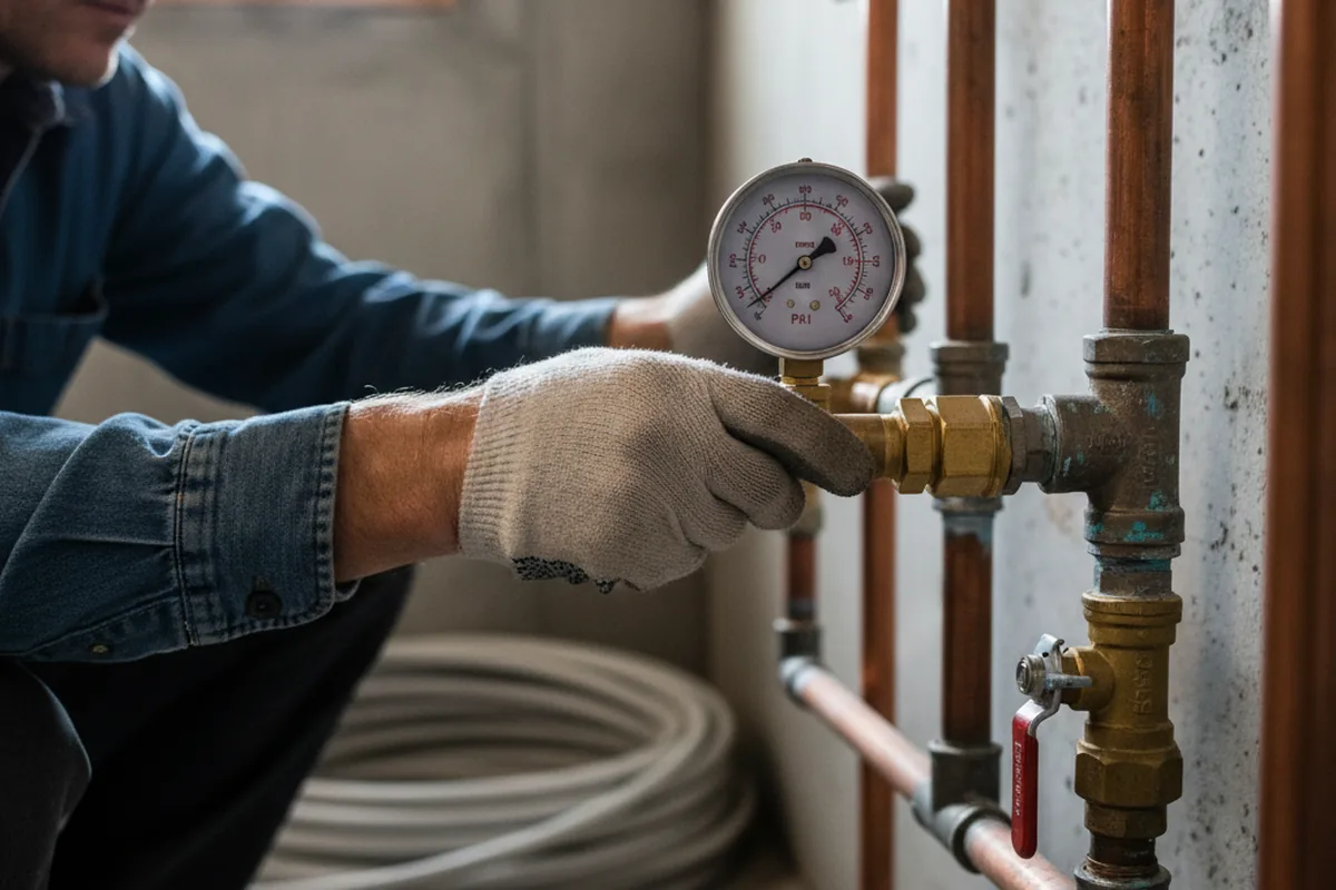 Pressure testing a repaired line during Water Line Repair in Burkettsville